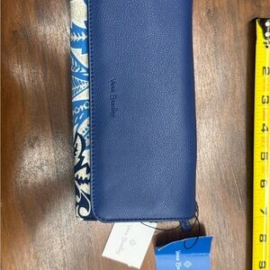 Vera Bradley Royal Blue Zip-Around Wallet with Patterned Trim